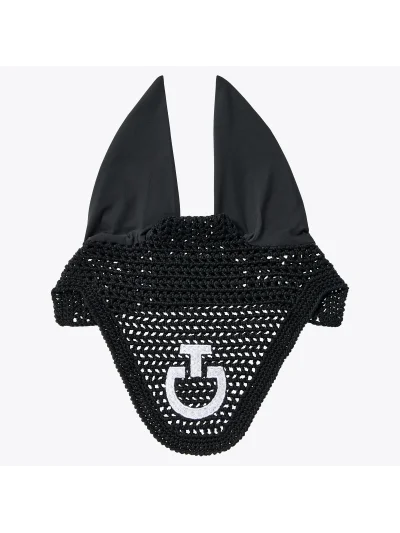 Black Crochet Ear Net with Elastic Ears for Horse and Pony - Cavalleria Toscana - imagen 2