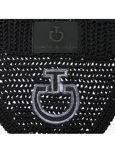 Black Crochet Ear Net with Elastic Ears for Horse and Pony - Cavalleria Toscana - imagen 4