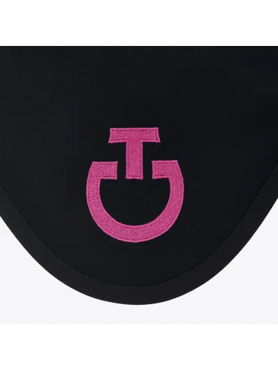 Orejeras negras con logo bordado rosa y orejas finas elásticas para caballo - Cavalleria Toscana - imagen 2