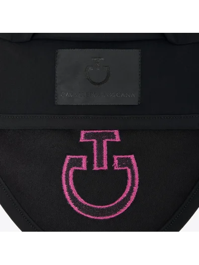 Orejeras negras con logo bordado rosa y orejas finas elásticas para caballo - Cavalleria Toscana - imagen 3
