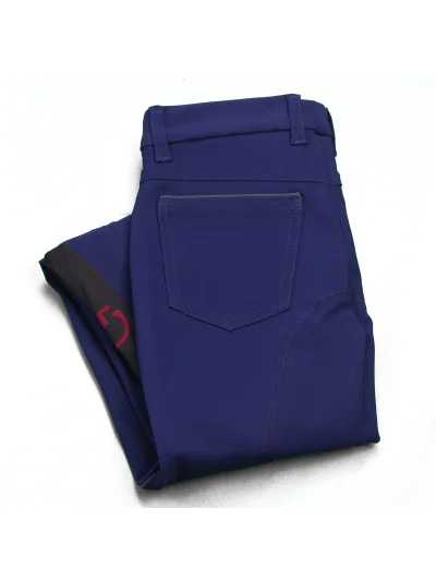 Pantalones azul oscuro con bolsillos y ribetes gris oscuro (grip rodillas) junior unisex - Cavalleria Toscana - imagen 3