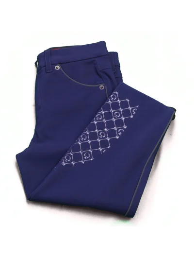 Pantalones azul oscuro con bolsillos y ribetes gris oscuro (grip rodillas) junior unisex - Cavalleria Toscana - imagen 4