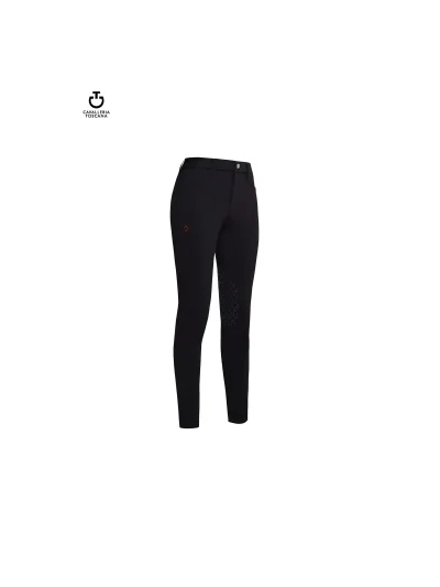 Pantalones de montar a caballo negros perforados (grip rodilla) para niña - Cavalleria Toscana - imagen 2