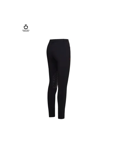 Pantalones de montar a caballo negros perforados (grip rodilla) para niña - Cavalleria Toscana - imagen 3