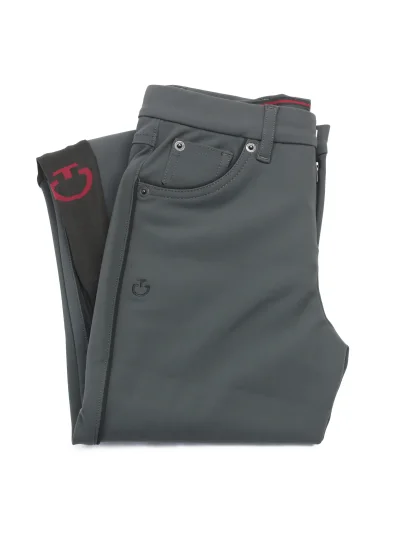 Pantalones gris oscuro con bolsillos y ribetes negro (grip rodilla) junior unisex - Cavalleria Toscana - imagen 2