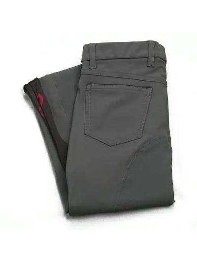 Pantalones gris oscuro con bolsillos y ribetes negro (grip rodilla) junior unisex - Cavalleria Toscana - imagen 3