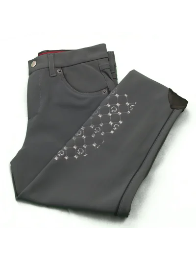 Pantalones gris oscuro con bolsillos y ribetes negro (grip rodilla) junior unisex - Cavalleria Toscana - imagen 4