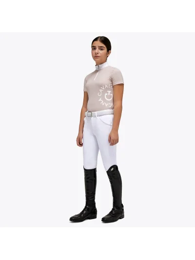 Polo de competición rosa palo de manga corta y el logo grande en la parte superior izquierda para niña - Cavalleria Toscana - imagen 2