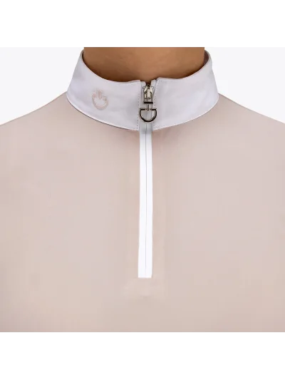 Polo de competición rosa palo de manga corta y el logo grande en la parte superior izquierda para niña - Cavalleria Toscana - imagen 4