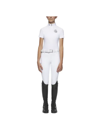 Polo de competición de manga corta blanco para niña - Cavalleria Toscana - imagen 2
