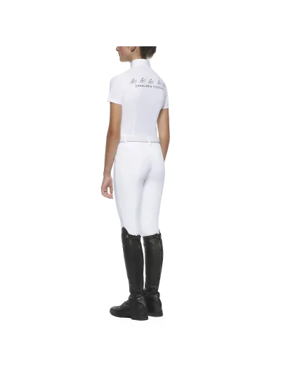Polo de competición de manga corta blanco para niña - Cavalleria Toscana - imagen 4