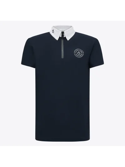 Polo de manga corta azul marino con el logo superior derecha para niño - Cavalleria Toscana