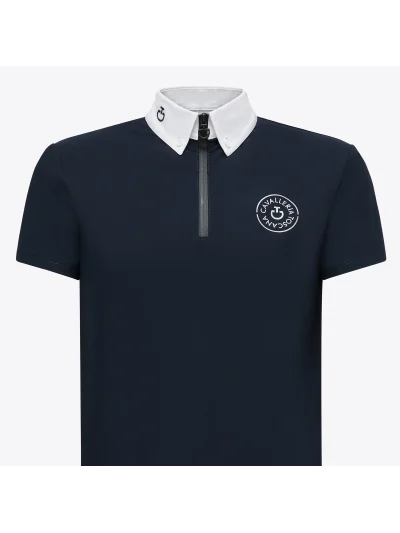 Polo de manga corta azul marino con el logo superior derecha para niño - Cavalleria Toscana - imagen 2