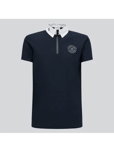 Polo de manga corta azul marino con el logo superior derecha para niño - Cavalleria Toscana - imagen 3