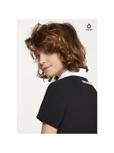 Polo de competición de manga corta negro con axilas de punto para niño - Cavalleria Toscana - imagen 2