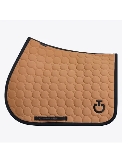 Sudadero de salto marrón claro con bordado circular y el logotipo en negro para caballo y pony Circle Quilted - Cavalleria Toscana