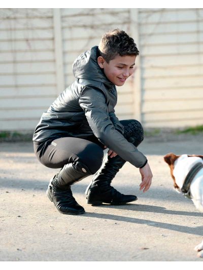 Veste matelassée argenté foncé avec capuche junior unisexe - Cavalleria Toscana