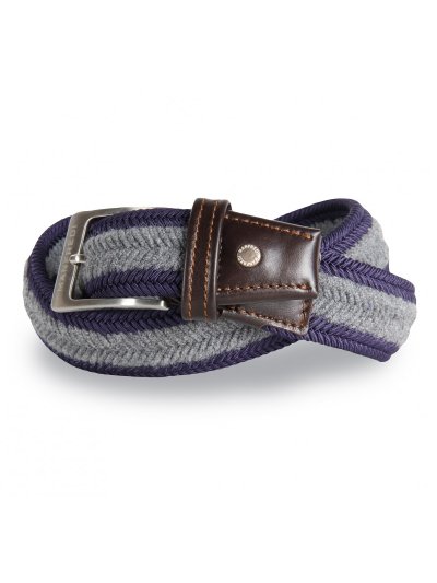 Ceinture tressée élastique en coton violet et gris unisexe - Manfredi