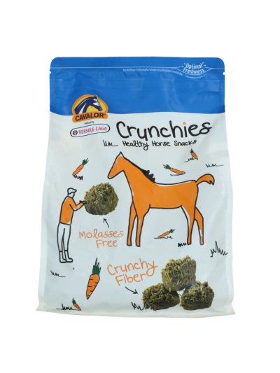 Snacks ricos en fibra avec trozos de zanahoria et sans melazas pour chevaux (1,5kg) - Crunchies - Cavalor