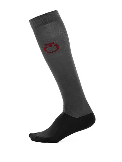 Chaussettes hautes d'hiver gris et noir avec logo rouge - Cavalleria Toscana