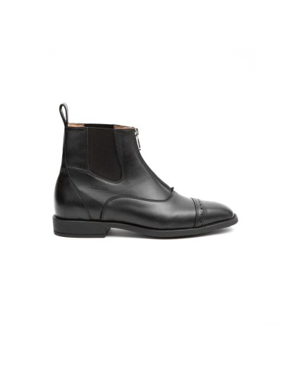 Bottines noirs en cuir pour l'équitation avec fermeture éclair avant- Devon Soft - Chester