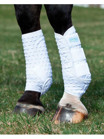 Lot de 2 protections d'entraînement blancs pour cheval et/ou poney - Stretch &amp; Flex - Equilibrium products