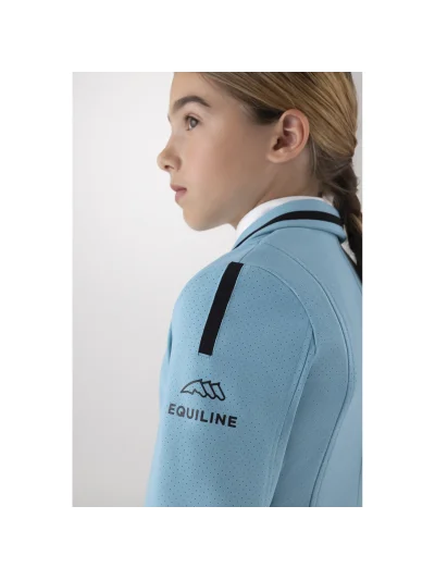 Aquamarine competition jacket with micro-perforations and black details for girl Gracy - Equiline - imagen 2