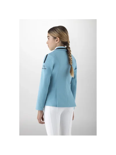 Aquamarine competition jacket with micro-perforations and black details for girl Gracy - Equiline - imagen 3