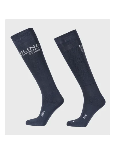 Navy blue high-top socks with horizontal logo Clorec - Equiline