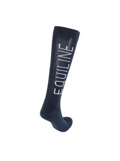 Navy blue high-top socks with vertical logo Elivie - Equiline - imagen 2
