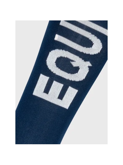 Junior (unisex) navy blue high-knee socks with white letter logo - Equiline - imagen 2