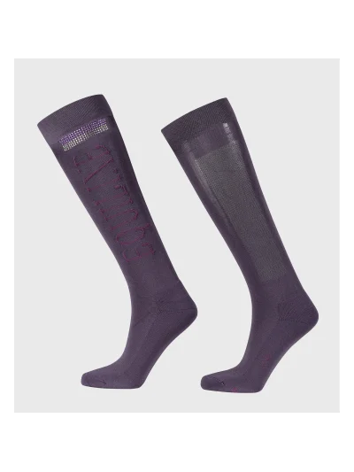Purple high-top socks with studs Hortensia - Equiline