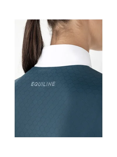 Navy and white long-sleeve competition shirt for women Estock - Equiline - imagen 3