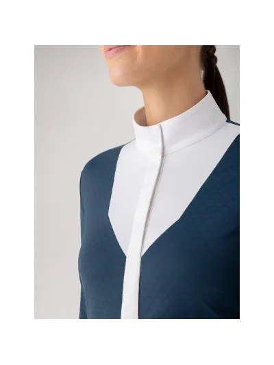 Navy and white long-sleeve competition shirt for women Estock - Equiline - imagen 4
