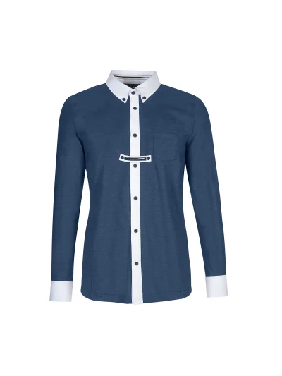 Camisa técnica azul marino con bolsillo y de manga larga para hombre Mark - Equiline