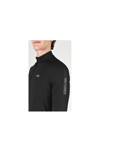 Camiseta técnica de entrenamiento de manga larga negra de invierno para hombre - Equiline - imagen 2