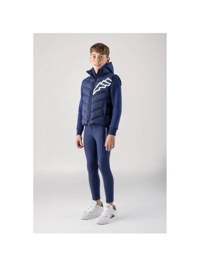 Junior Cerk Navy Quilted Vest with White Logo - Equiline - imagen 2