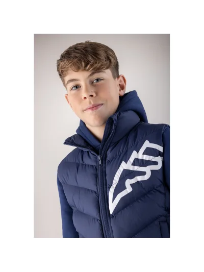 Junior Cerk Navy Quilted Vest with White Logo - Equiline - imagen 3