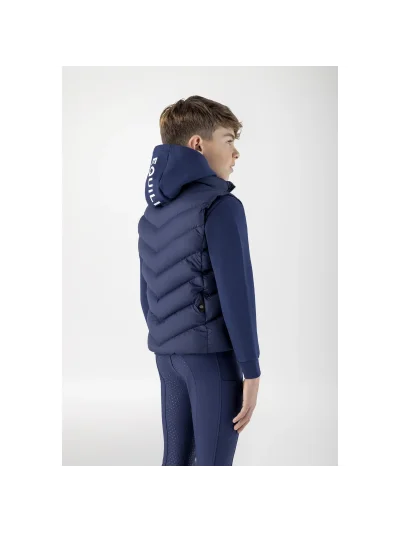 Junior Cerk Navy Quilted Vest with White Logo - Equiline - imagen 4