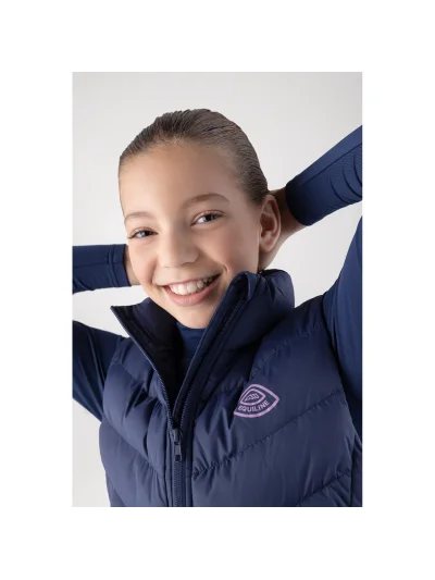 Junior Cetz Navy Quilted Vest with Pink Logo - Equiline - imagen 2