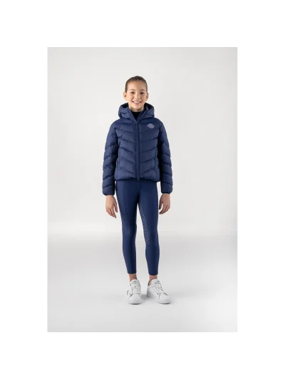 Junior Cumin Navy Quilted Jacket with Hood and Pink Logo - Equiline - imagen 2