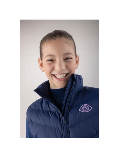 Junior Cumin Navy Quilted Jacket with Hood and Pink Logo - Equiline - imagen 4