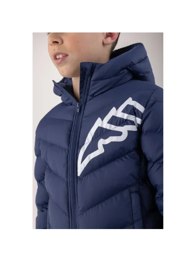 Junior Cino Navy Quilted Down Jacket with Hood and White Logo - Equiline - imagen 2
