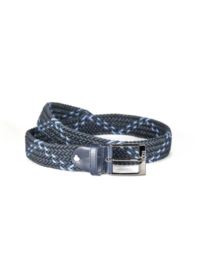 Cinturón trenzado elástico de algodón azul marino y azul celeste unisex Kiko - Equiline