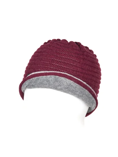 Gorro de punto burdeos con interior polar Caris - Equiline