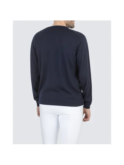 Pull fin en maille bleu marine pour homme Cedec - Equiline - imagen 3