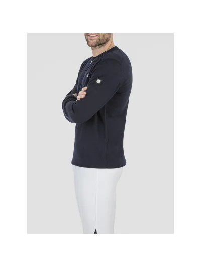 Pull fin en maille bleu marine pour homme Cedec - Equiline - imagen 4