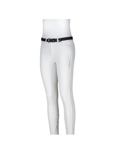 Mallas blancas full grip con logo en gris junior AREF - Equiline - imagen 2