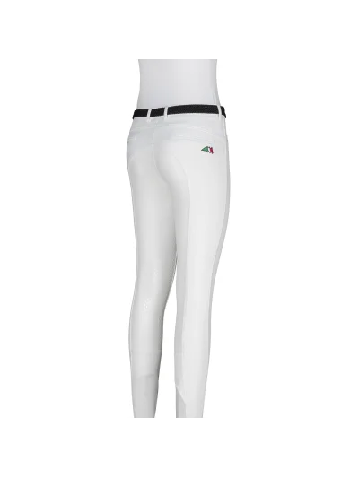 Mallas blancas full grip con logo en gris junior AREF - Equiline - imagen 3