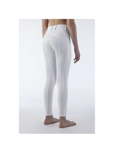 Mallas blancas full grip con logo en gris junior AREF - Equiline - imagen 4